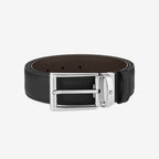 CINTURON DE PIEL CON HEBILLA CUADRADA NEGRO/CAFE 35MM