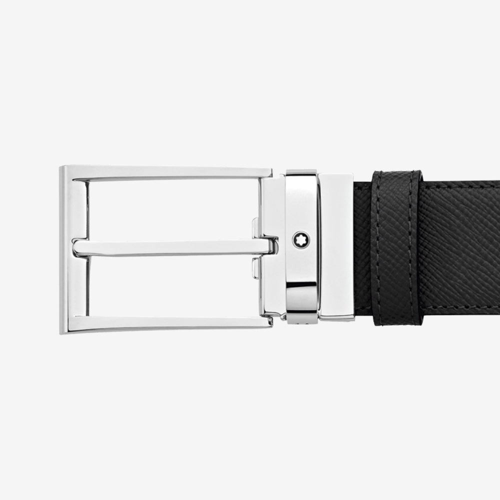 CINTURON DE PIEL CON HEBILLA CUADRADA NEGRO/CAFE 35MM