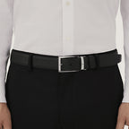 CINTURON DE PIEL CON HEBILLA CUADRADA NEGRO/CAFE 35MM