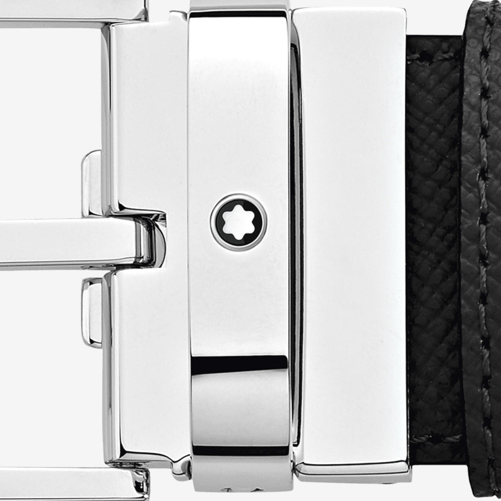 CINTURON DE PIEL CON HEBILLA CUADRADA NEGRO/CAFE 35MM