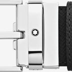 CINTURON DE PIEL CON HEBILLA CUADRADA NEGRO/AZUL 35MM