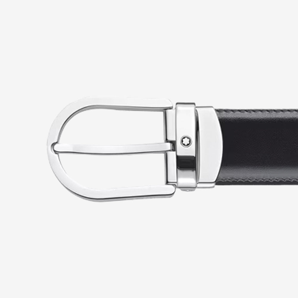 CINTURON DE PIEL REVERSIBLE CON HEBILLA HERRADURA NEGRO/CAFE 30MM