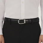CINTURON DE PIEL REVERSIBLE CON HEBILLA HERRADURA NEGRO/CAFE 30MM