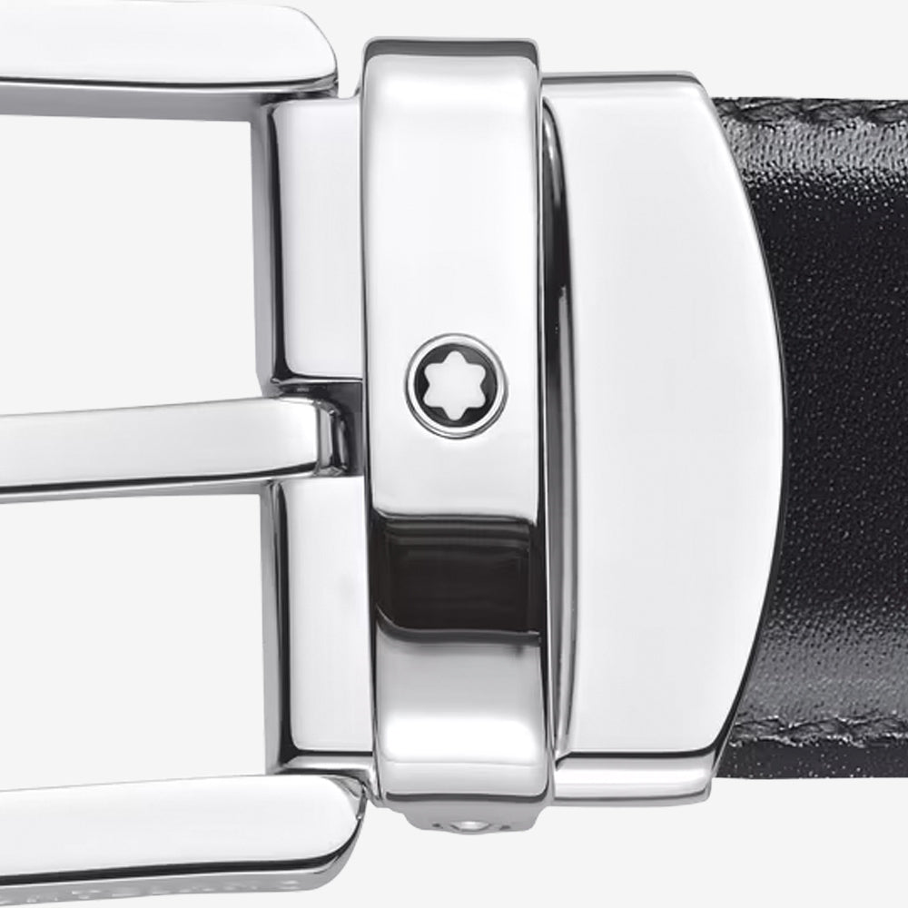 CINTURON DE PIEL REVERSIBLE CON HEBILLA HERRADURA NEGRO/CAFE 30MM