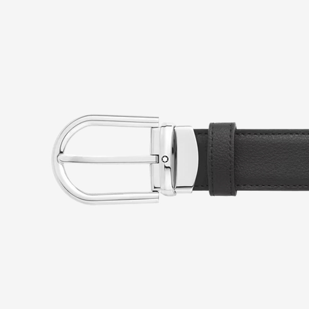 CINTURON DE PIEL REVERSIBLE CON HEBILLA HERRADURA AZUL/CAFE 30MM