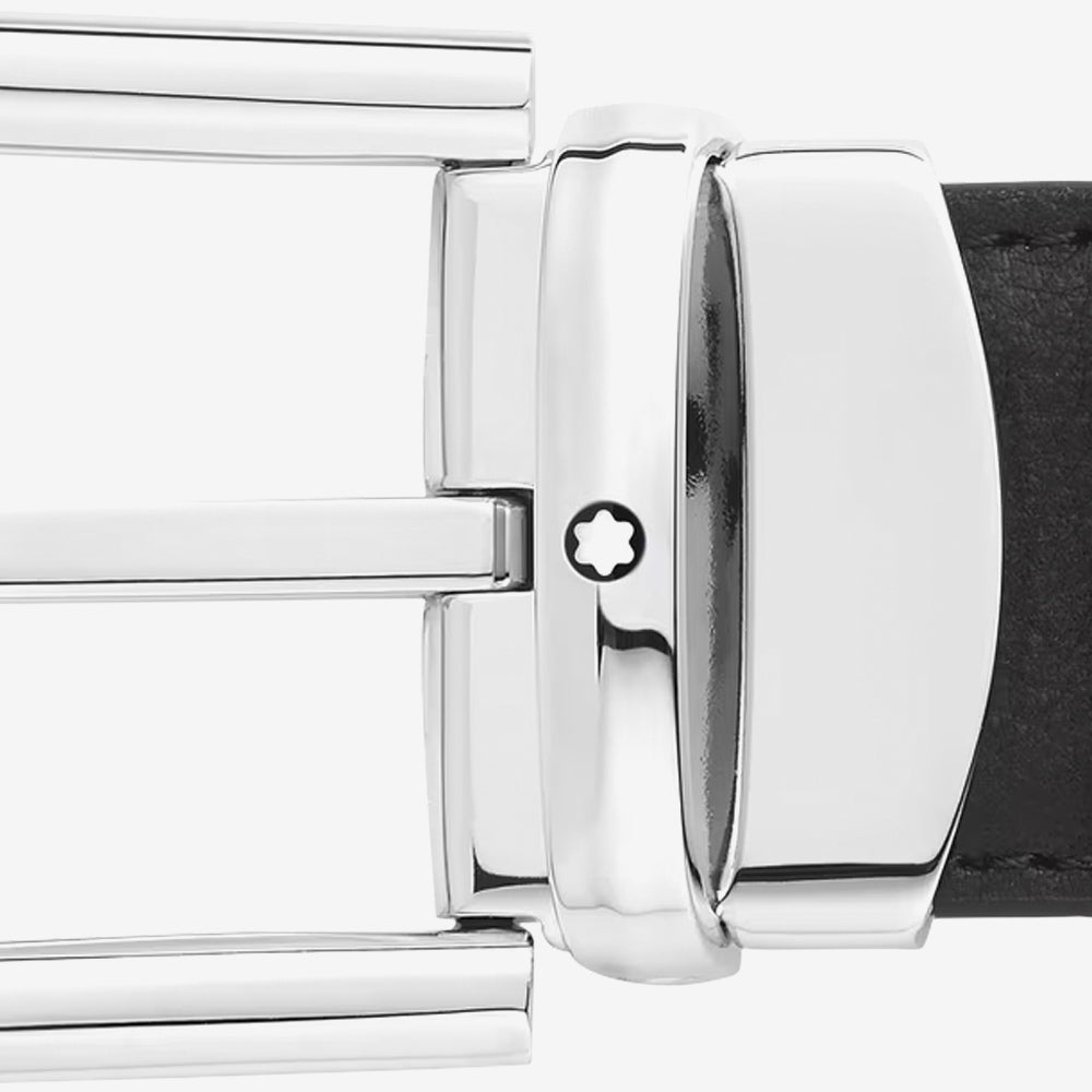 CINTURON DE PIEL REVERSIBLE CON HEBILLA HERRADURA AZUL/CAFE 30MM