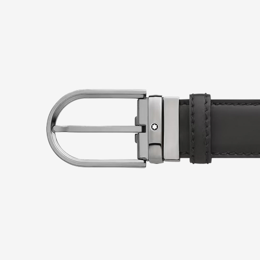 CINTURON DE PIEL CON HEBILLA HERRADURA NEGRO 35MM