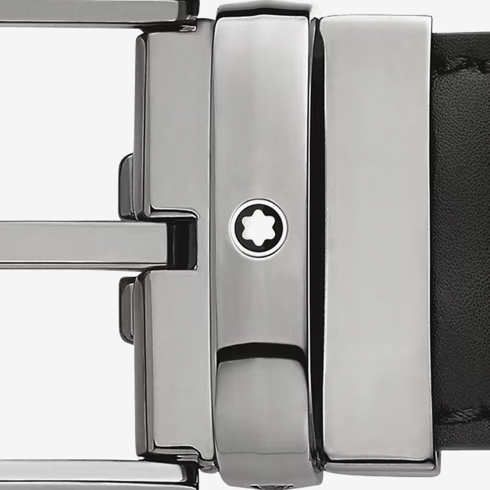 CINTURON DE PIEL CON HEBILLA HERRADURA NEGRO 35MM