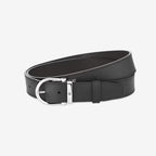 CINTURON DE PIEL REVERSIBLE CON HEBILLA HERRADURA NEGRO/CAFE 35MM