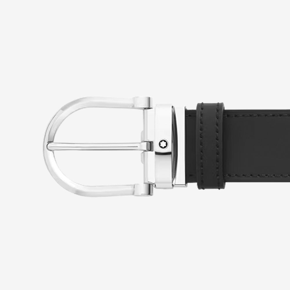 CINTURON DE PIEL REVERSIBLE CON HEBILLA HERRADURA NEGRO/CAFE 35MM