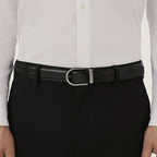 CINTURON DE PIEL REVERSIBLE CON HEBILLA HERRADURA NEGRO/CAFE 30MM