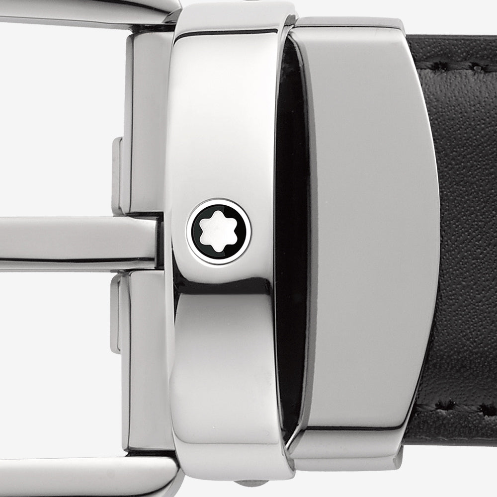 CINTURON DE PIEL REVERSIBLE CON HEBILLA HERRADURA NEGRO/CAFE 30MM