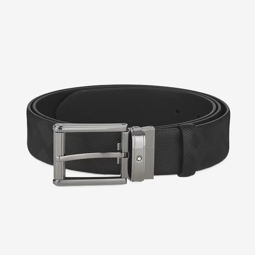 CINTURON DE PIEL CON HEBILLA RECTANGULAR NEGRO 35MM