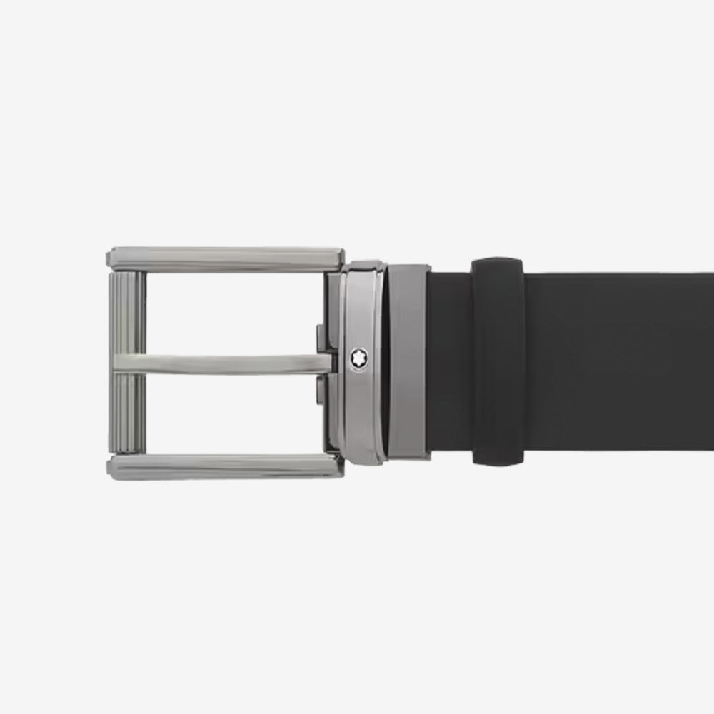 CINTURON DE PIEL CON HEBILLA RECTANGULAR NEGRO 35MM