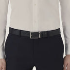 CINTURON DE PIEL CON HEBILLA RECTANGULAR NEGRO 35MM