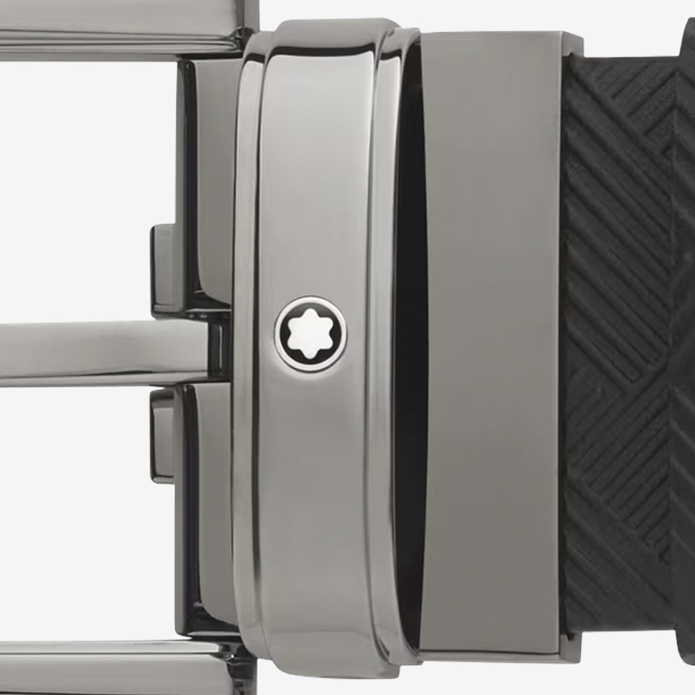 CINTURON DE PIEL CON HEBILLA RECTANGULAR NEGRO 35MM