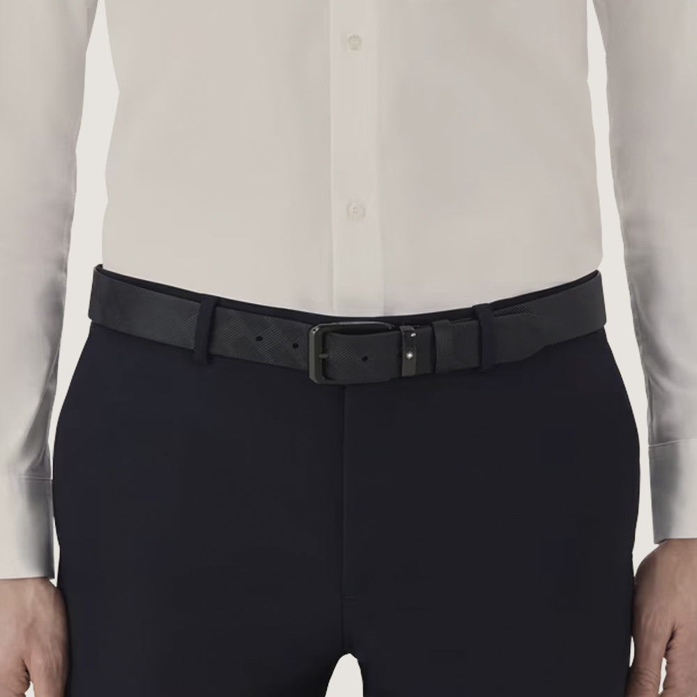 CINTURON DE PIEL CON HEBILLA RECTANGULAR NEGRO 35MM