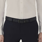 CINTURON DE PIEL CON HEBILLA RECTANGULAR NEGRO 35MM