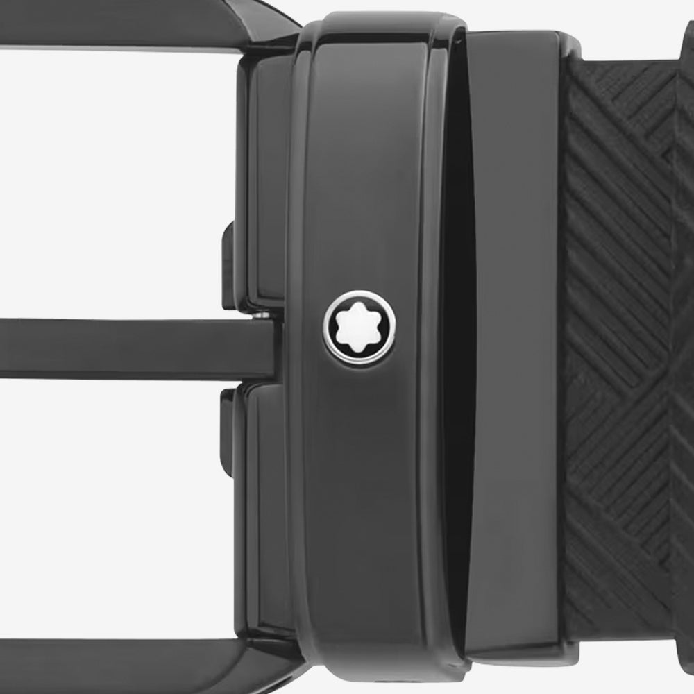 CINTURON DE PIEL CON HEBILLA RECTANGULAR NEGRO 35MM