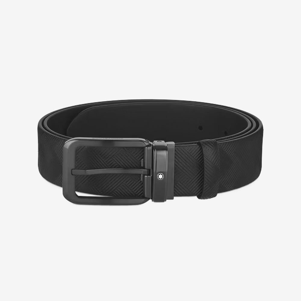 CINTURON DE PIEL CON HEBILLA RECTANGULAR NEGRO 35MM