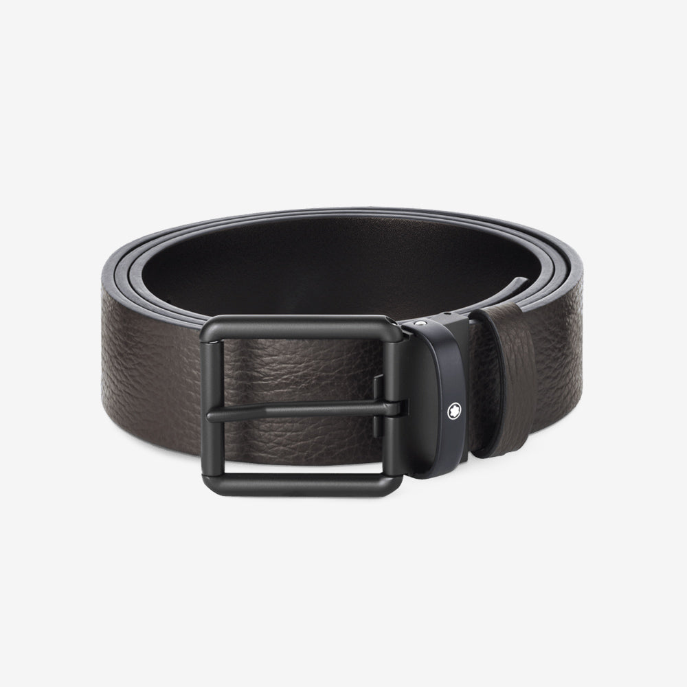 CINTURON DE PIEL CON HEBILLA CUADRADA CAFE 35MM