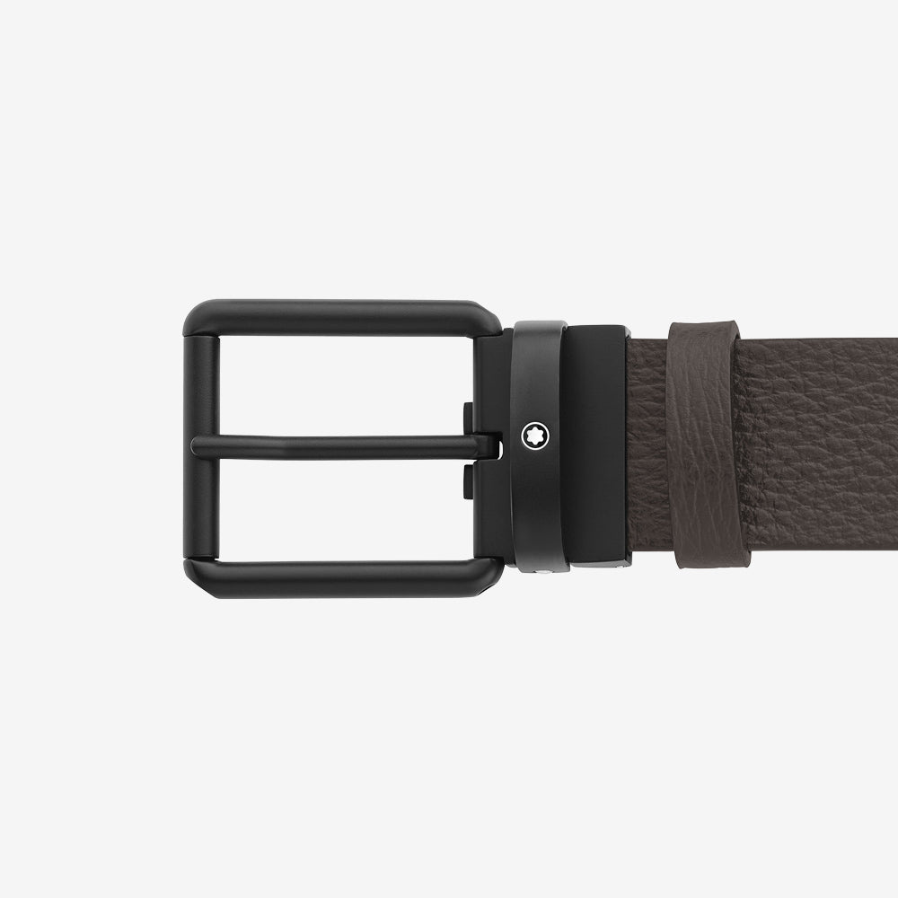 CINTURON DE PIEL CON HEBILLA CUADRADA CAFE 35MM