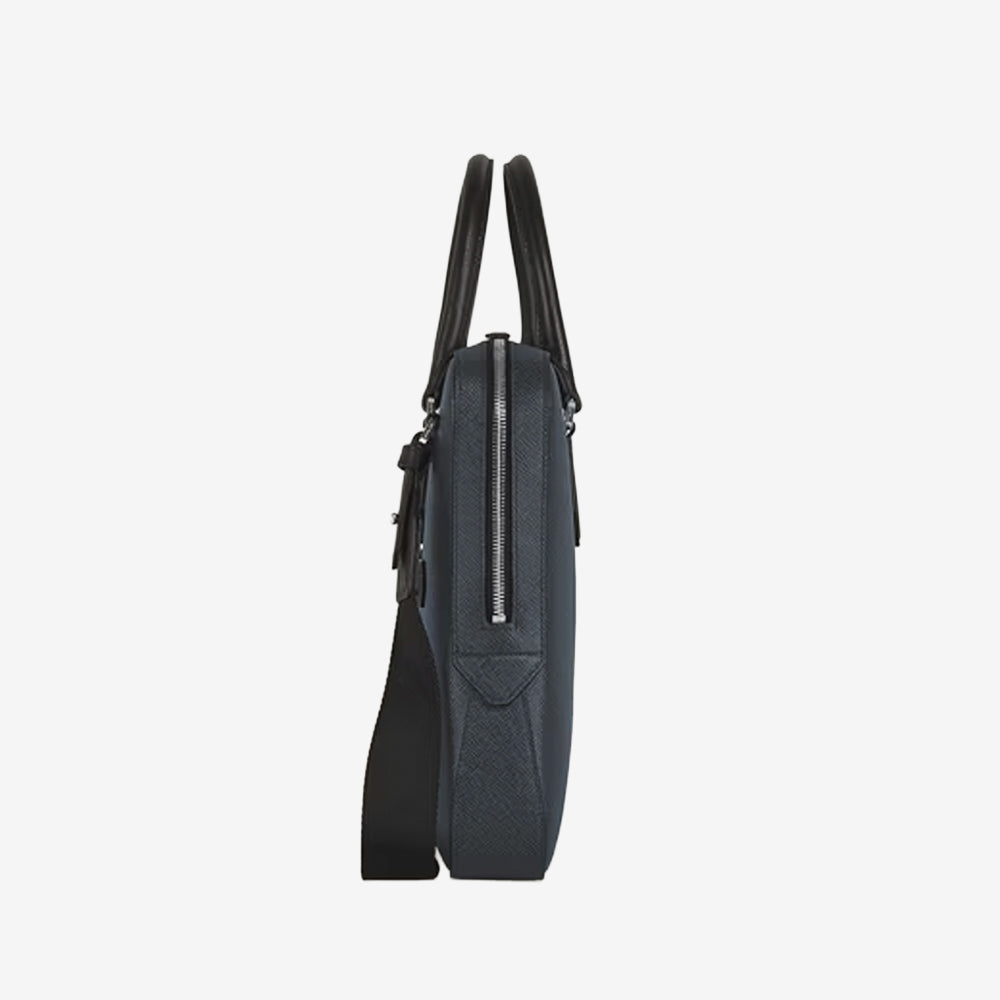 DOCUMENT CASE THIN SARTORIAL LEATHER TWEED BLUE