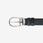 CINTURÓN DE PIEL CON HEBILLA HERRADURA TWEED BLUE/BLACK 30MM