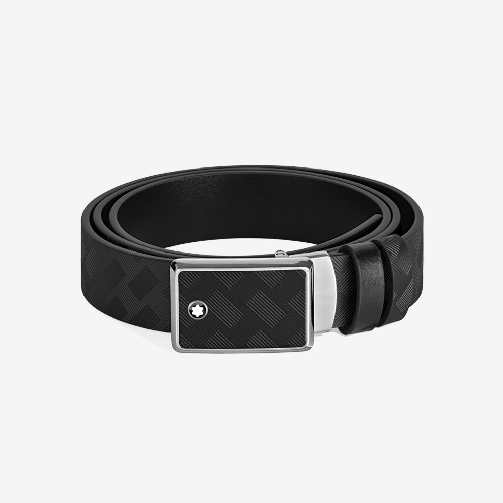 CINTURÓN DE PIEL CON HEBILLA CUADRADA NEGRO EXTREME/NEGRO SOFT 35MM