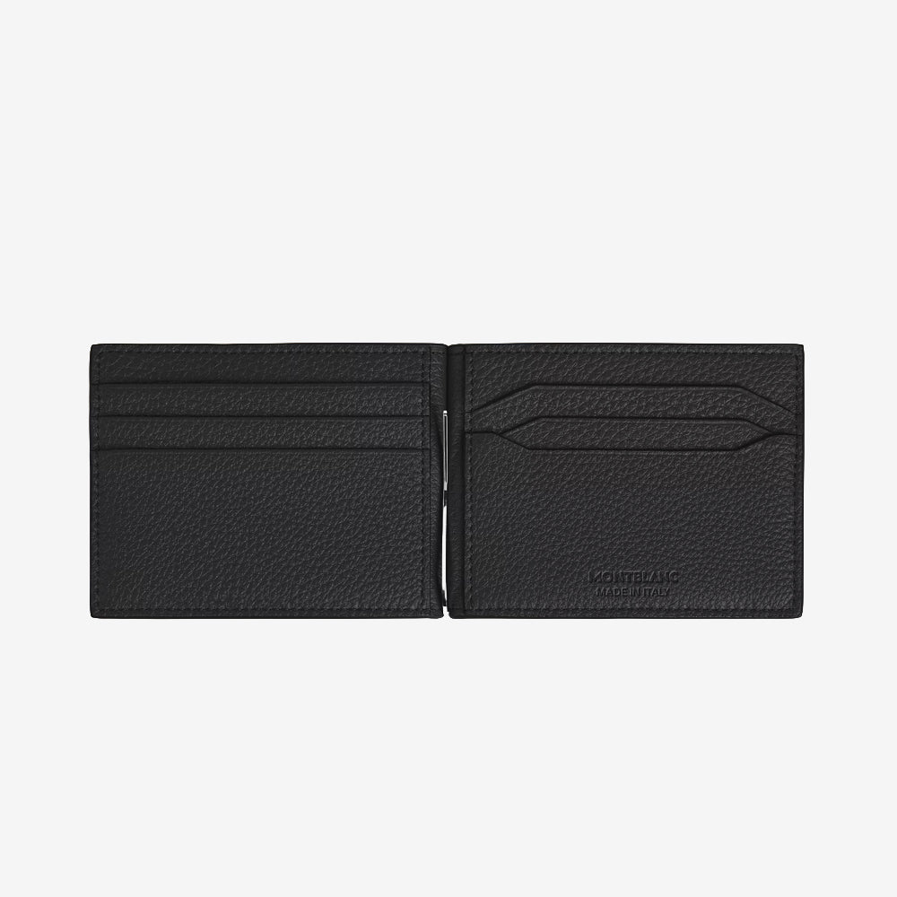 BILLETERA GRAIN CON MONEY CLIP 6CC NEGRO