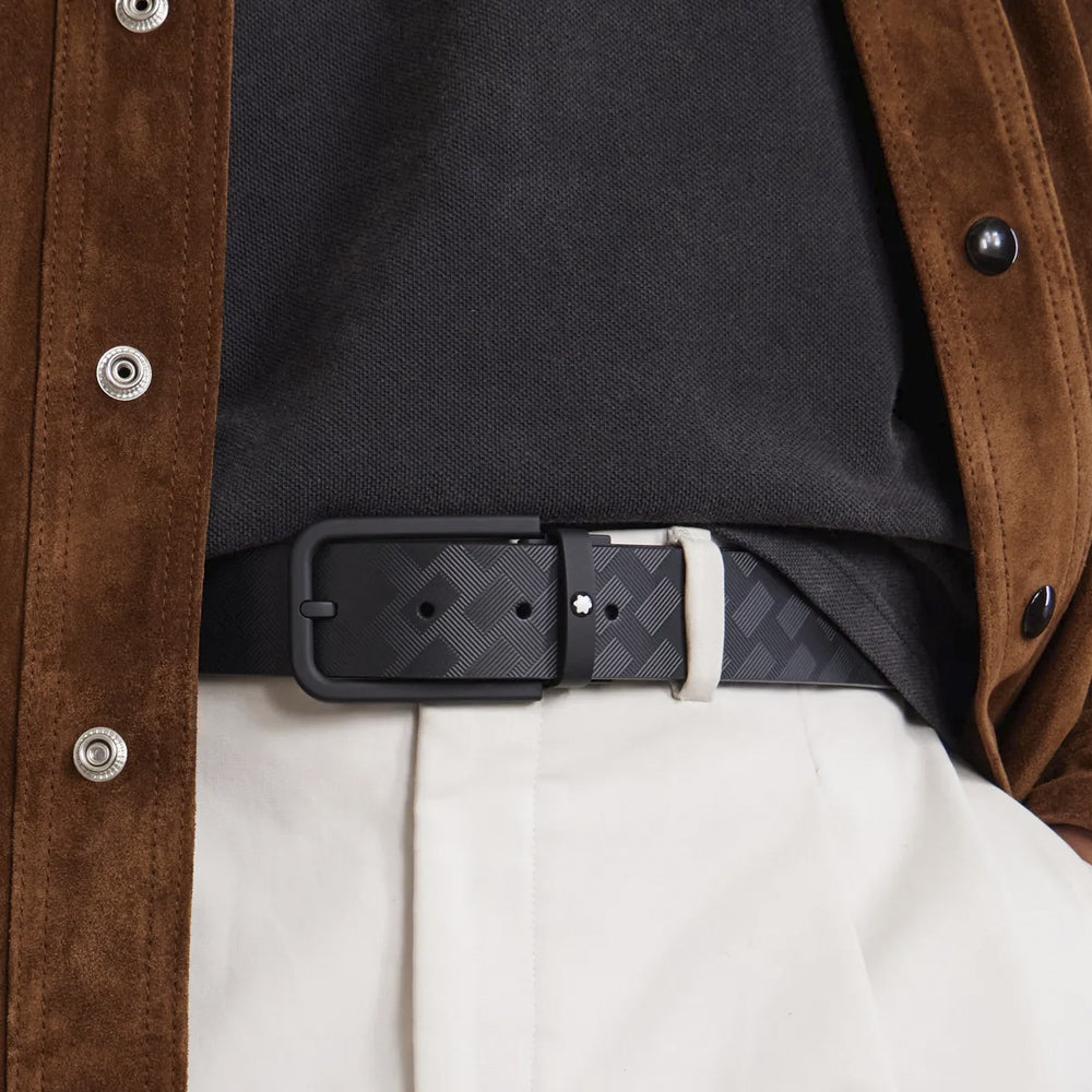 CINTURON DE PIEL CON HEBILLA RECTANGULAR REVERSIBLE NEGRO EX